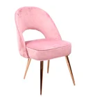Nordic fashion hot pink fabric velvet upholstered gold metal indoor living room chair