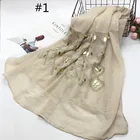 Manufacturers wholesale cotton and linen solid color sequins rope embroidered retro woman's Muslim scarf hijab