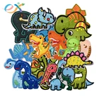 Custom cartoon appliques iron on embroidery design dinosaur patch for kids jeans garment clothing