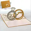 hot sale Gold Laser Cut 3d Ring Pop up Wedding Invitations Romantic Handmade Valentine's Day for Lover Postcard Greeting Card 2