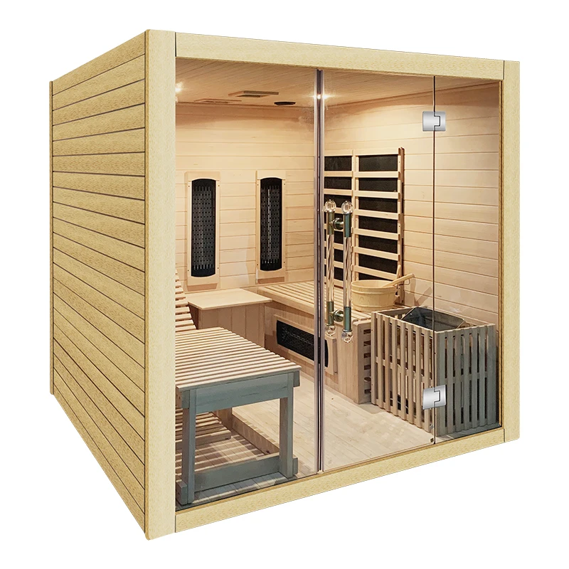 Traditional Style Indoor Wooden Infrared dry steam sauna room