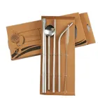 304 stainless steel straw 4pcs/set with brush eco friendly straw box