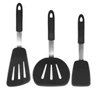 Stocked Kitchen Tools 3 Piece Chef Series Wide Round Flexible Silicone Turner Spatula Rubber Kitchen Tools