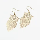 Cute animal design copper jewelry owl shape hollow earring for women lady and girls