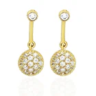 Gold Plated .925 Diamond Round Bridal Hoop 925 Sterling Silver Earring