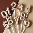 Ins style ROSE golden 5cm Number 0-9 Birthday wedding festival Candles Cake Candles Kids Party Decor ,1000pcs/lot