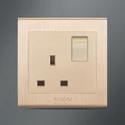 Durable quality high efficiency high end wall outlet three square electric 250V 13A BS socket with switch