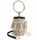 Bag Women Summer Straw Bag Cylinder Handbag Tassels Crossbody Chain Bag