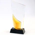 Creative design competition award memorial crystal gifts customized high-end blue crystal trophy made in China