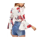 Print Blouses Print Custom Print V Neck Short Sleeve Tops Large Size Girl Floral Women Shirt Ladies Blouses