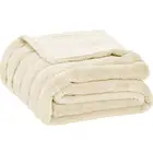 Fugari Promotion Ivory Stripe Soft Warm Faux Fur with Mink Luxury Throw Blanket