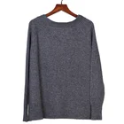 Fashion Irregular Style Women v-Neck Collar Solid Color Pure Heavy Knit Cashmere Pullover Sweater