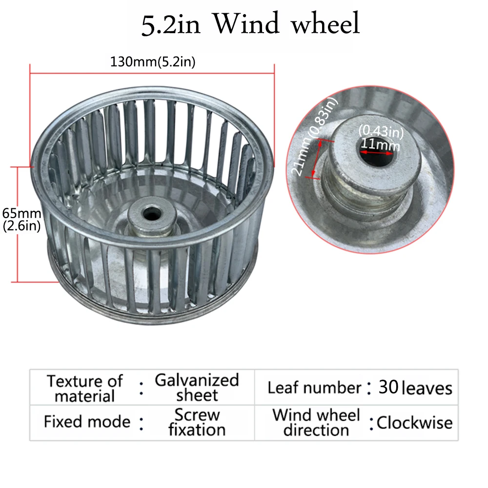 Fabricação de impulsor de vento em folha galvanizada com roda de ventilador centrífugo multi-asa de 3-12 polegadas