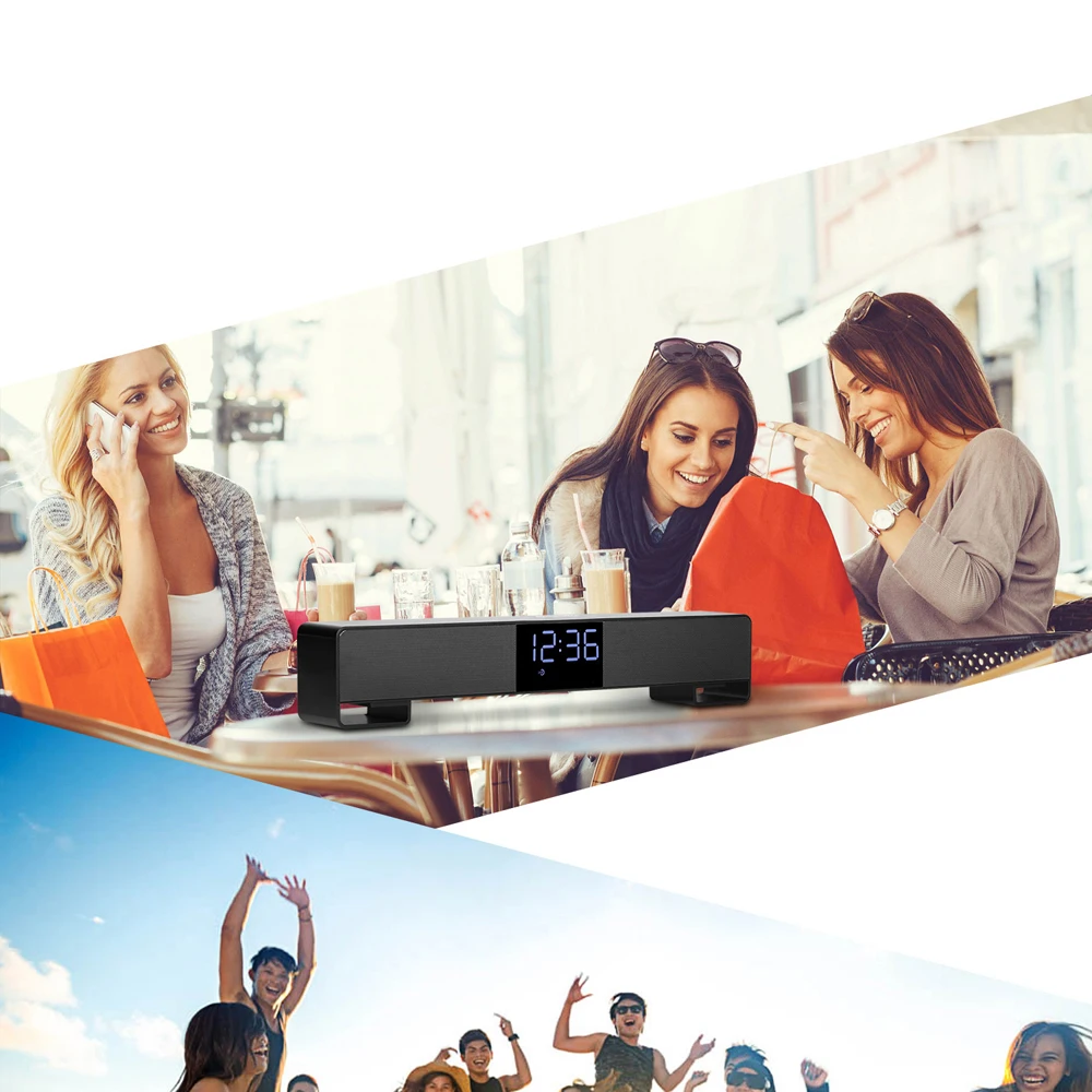 GAS-8010 Wireless Bluetooth Speaker Soundbar TV 10W Portable Mini Sound Box Music Loudspeaker Home theater Alarm AUX Radio FM - ANKUX.COM