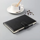 A5 black hardcover PVC leather magnet closure custom notebook with pen loop