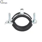 wholesale exhaust zinc-palted steel pipe clamp pipe hanger with black rubber lined