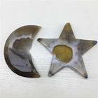 Wholesale Natural folk Crafts Carved druzy Agate Cluster Crystal Moon & Star for Decorations