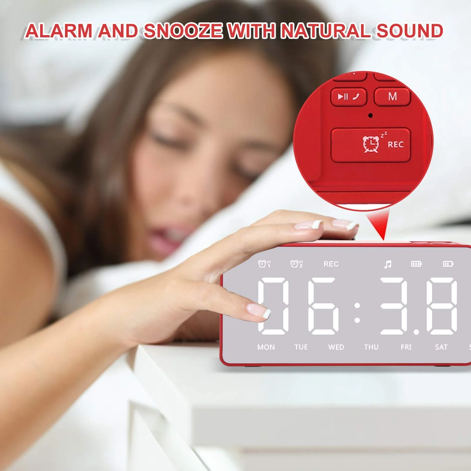 S91S Projection Alarm Clock Bluetooth Speaker with Wireless Charging FM Radio AUX TF Card Input - ANKUX.COM