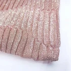 China Textile Custom Golden Glitter Powder Metallic Foil And Pleated Polyester Lurex knitted Fabric