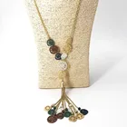 Wholesale multi color conponet drop tassel necklaces
