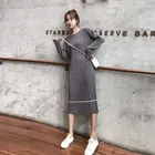 Winter preppy style girls long knit sweater dress pullover maxi cashmere women casual dresses
