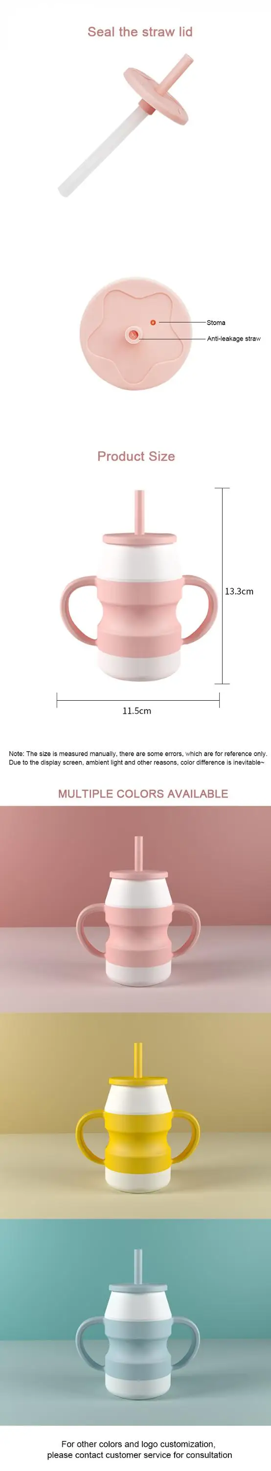 Wholesale Kids Training Drinking Water Cup With Handle Silicone Baby Cups with lids