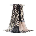 Leopard print cheap stock scarf women autumn print scarves polyester voile animal print scarf