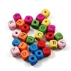 50 pcs 10mm Multi Color Cube Square Alphabet Letter Wood Loose Spacer Beads For Jewelry Making