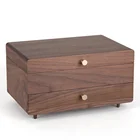 High-end 2 layers custom logo walnut wooden jewelry box for women