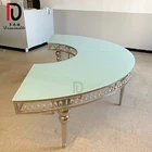Clear Wedding Table Glass Table Wedding Party Event Clear Glass Top Half Moon Crystal Wedding Dinning Table