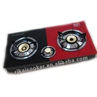 2019 durable cast iron kitchen tool brass cover 3 burner glass top table gas stove
