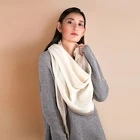 Fashion plain knit triangular scarf cashmere shawl with colored edges