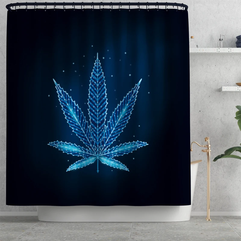 Leaf waterproof polyester fabric 4 piece bathroom rug mat and shower curtain sets