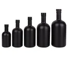 Vodka Bottle Vodka Glass Bottle Black Matte Custom 500ml 750ml Matte Black Glass Vodka Rum Liquor Spirit Bottle