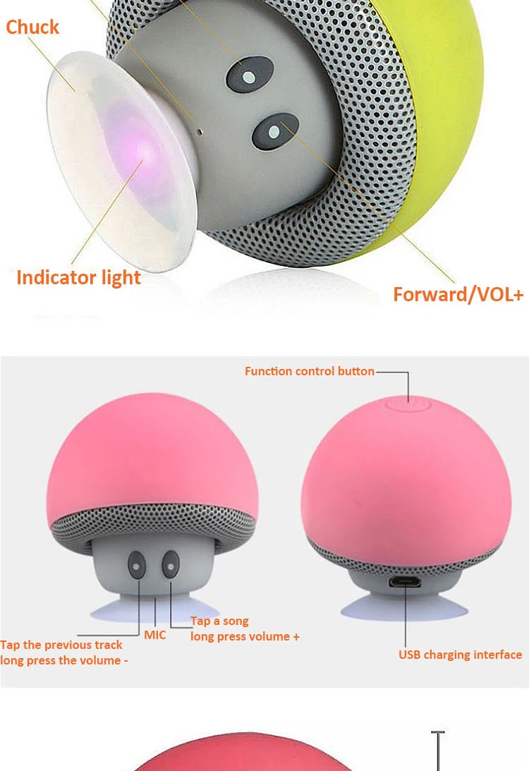 2019 Cheap Custom Cute Mini music Silicone Multifunctional Wireless Speakers Portable Outdoor Mushroom Bluetooth Speaker - ANKUX.COM