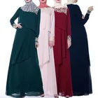 latest models islamic clothing 5 colors elegant anti-wrinkle chiffon lace stitching turkish muslim dress
