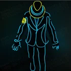 Performance Dance Costumes New Fashion LED Neon EL Wire Costumes Luminous Clothes Dancing Party Stage Performance