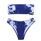 Two Pieces Bikini Set Strapless Bandeau Bikini Floral Plus Size Women Swimsuit