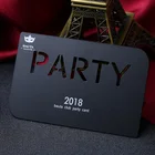 Cut Through Laser Engraved Color Filling Embossed Custom Black Metal Cards For Business
