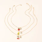 Pear Necklace Necklaces Wholesale Cheap Cute Strawberry Pear Fruits Unique Necklace For Kids Gifts