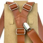 Leather Suspenders Mens Suspenders High Quality Vintage Tan Adjustable Trousers Braces Y Adult Mens Leather Suspenders