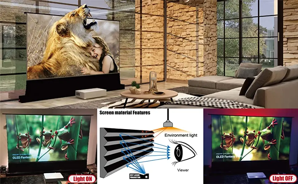 16:9 100inch Motorized Floor Rising ALR Projector Screen For Ultra Short Throw Projectors 0