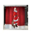 Vintage Farmhouse Style Illustration Christmas Bathroom Curtains Shower Curtain For Christmas Party Decoration