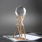 Crystal Ball Modern Nordic Abstract Home Decor Metal 3 Man Holding Crystal Ball
