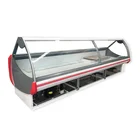 Supermarket Commercial Food Showcase Curved Glass Open Fish Meat Deli Display Chiller Refrigerator