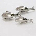 Outdoor large size modern metal art polished stainless steel fishes sculpture