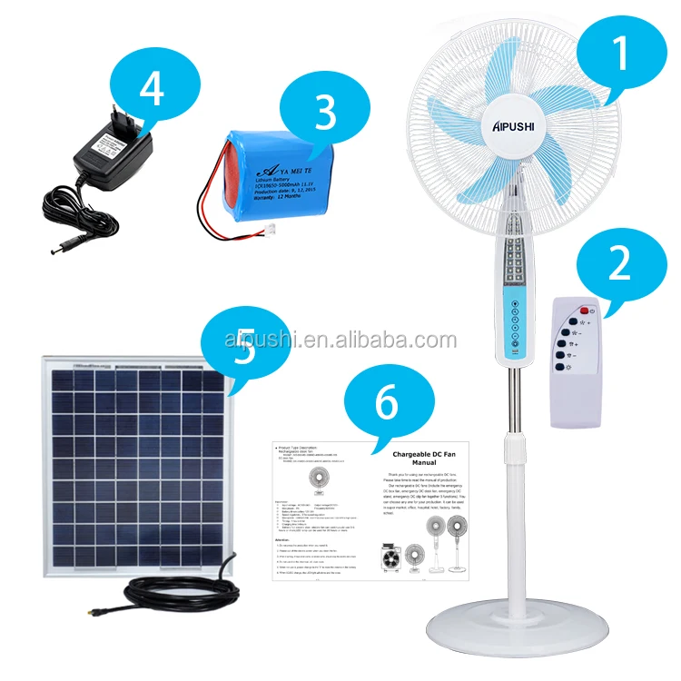 Stand Fan, 12V, Solar, USB - detail 18