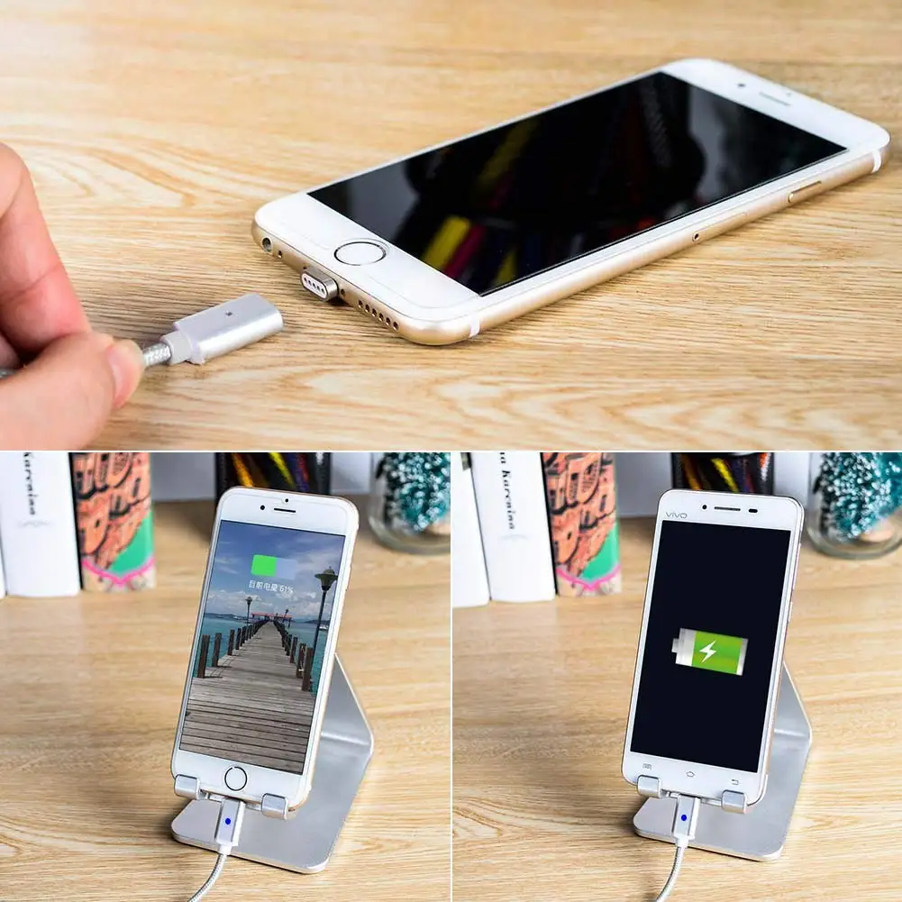 2 in 1 Magnetic USB Cable 3.3ft Lighting and Micro USB Braided Charging Sync Cord for Android and Apple Devices (Silver) - ANKUX.COM