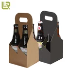 Logo Customization Kraft Factory Made Foldable Natural Kraft 750 Ml Wine Cardboard Carriers For 4 Packs