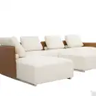 Furniture Leather Nisco Modern Living Room Furniture Contemporary L Shape Leather Sectional Sofa White